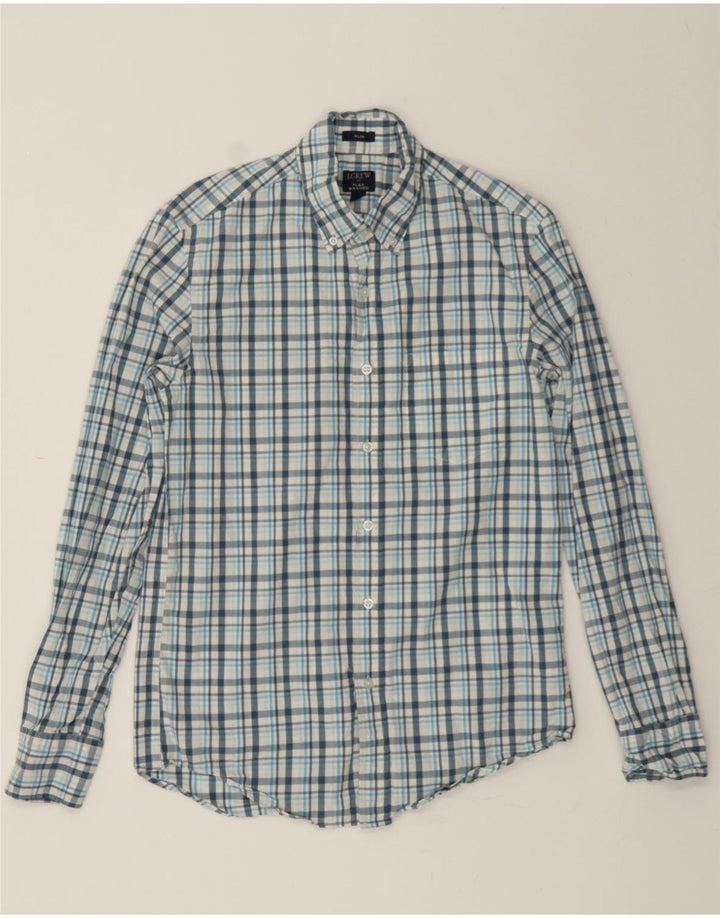 J. CREW Mens Flex Washed Slim Shirt Small Blue Check Cotton Vintage J. Crew and Second-Hand J. Crew from Messina Hembry 