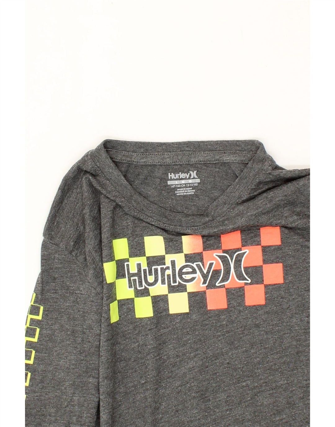 HURLEY Boys Graphic Top Long Sleeve 12-13 Years Large Grey Polyester Vintage Hurley and Second-Hand Hurley from Messina Hembry 