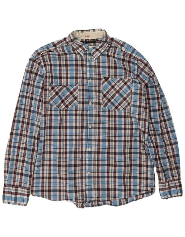 Мужская рубашка Lee 2XL, синяя клетка, хлопок