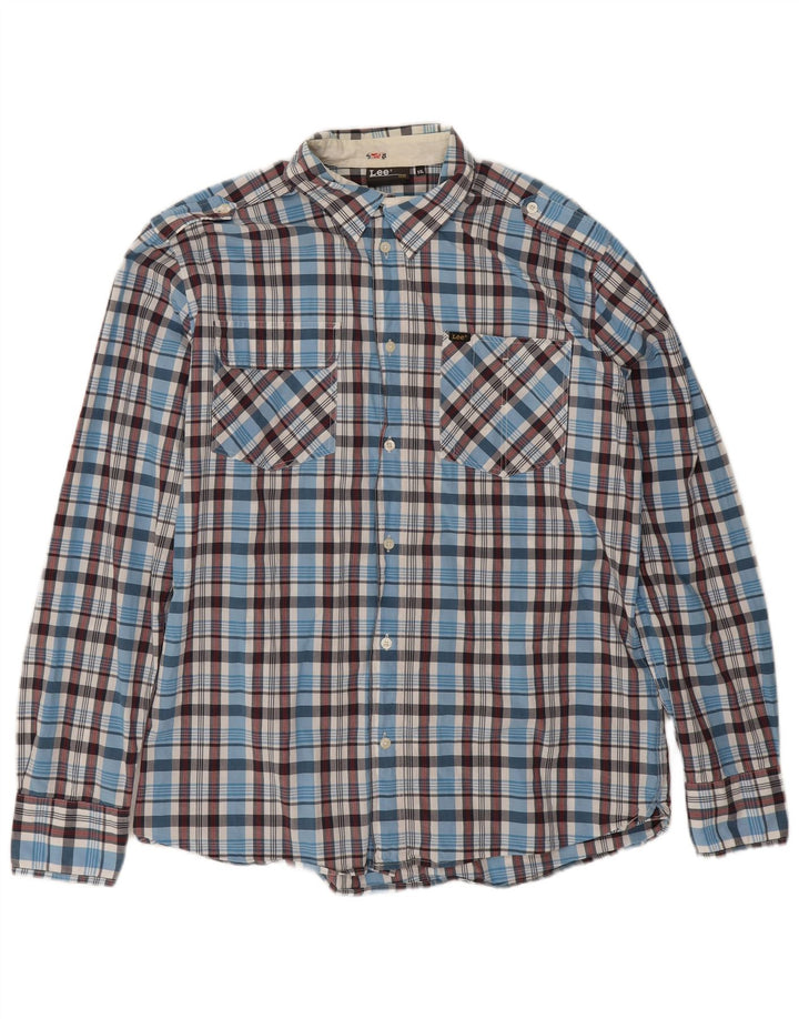 Мужская рубашка Lee 2XL, синяя клетка, хлопок