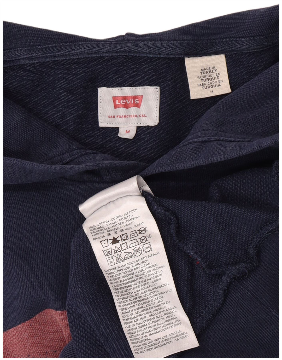 Мужской джемпер с капюшоном с рисунком Levi's, средний темно-синий, хлопковый