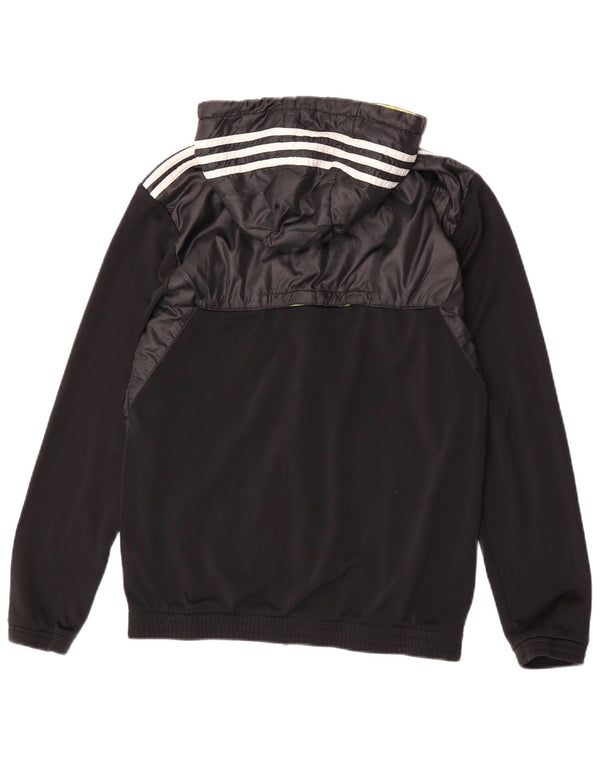 Мужская спортивная куртка Adidas с капюшоном, Великобритания 38/40, средний черный полиэстер