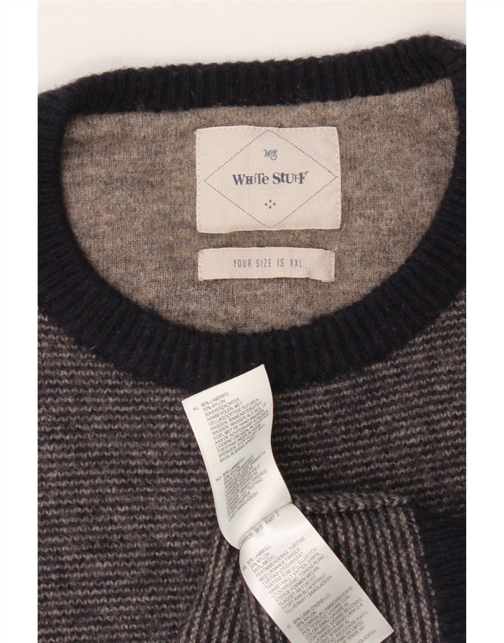 WHITE STUFF Mens Crew Neck Jumper Sweater 2XL Navy Blue Pinstripe Wool Vintage White Stuff and Second-Hand White Stuff from Messina Hembry 