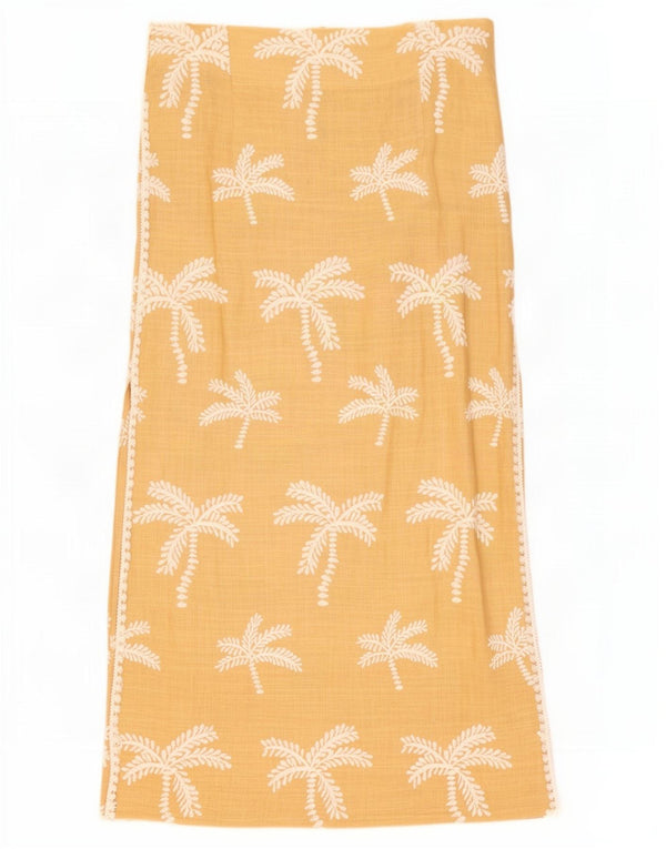Zara Womens Hawaiian Midi Skirt Large W30 Yellow Floral