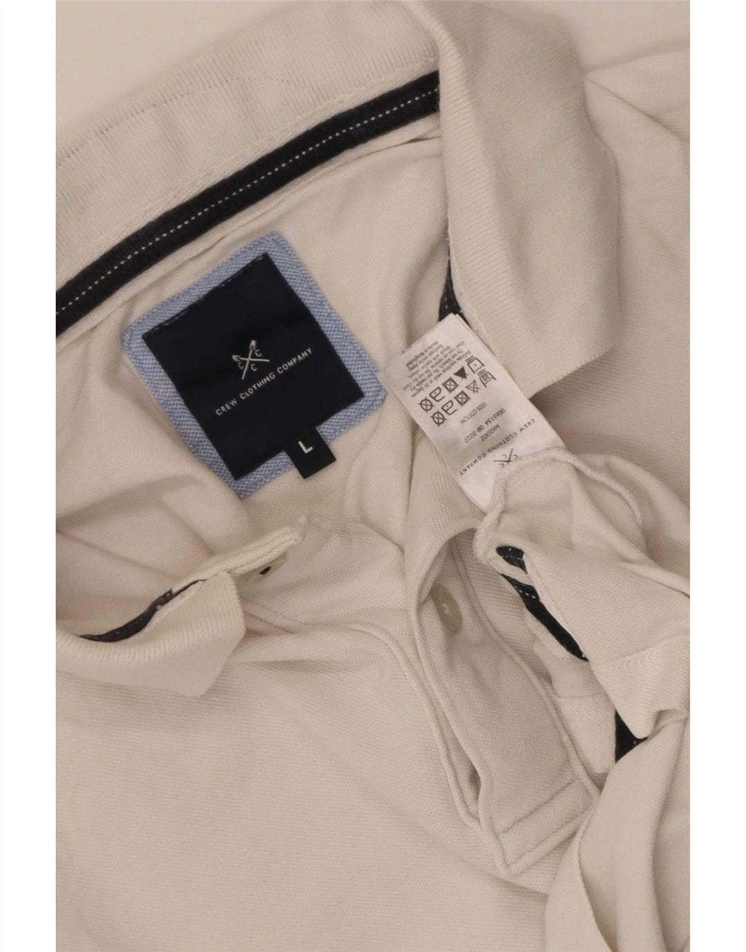 Crew Clothing Мужская рубашка поло, большой белый хлопок