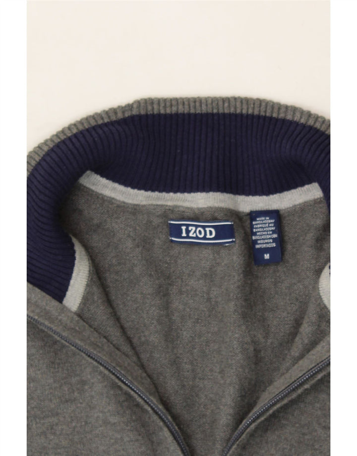 IZOD Mens Zip Neck Jumper Sweater Medium Grey Cotton Vintage Izod and Second-Hand Izod from Messina Hembry 