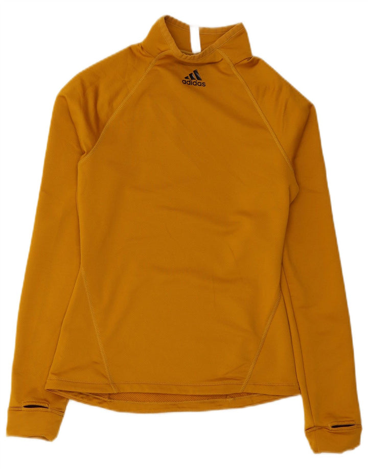 Женский топ Adidas с длинным рукавом UK 8/10, маленький желтый полиэстер
