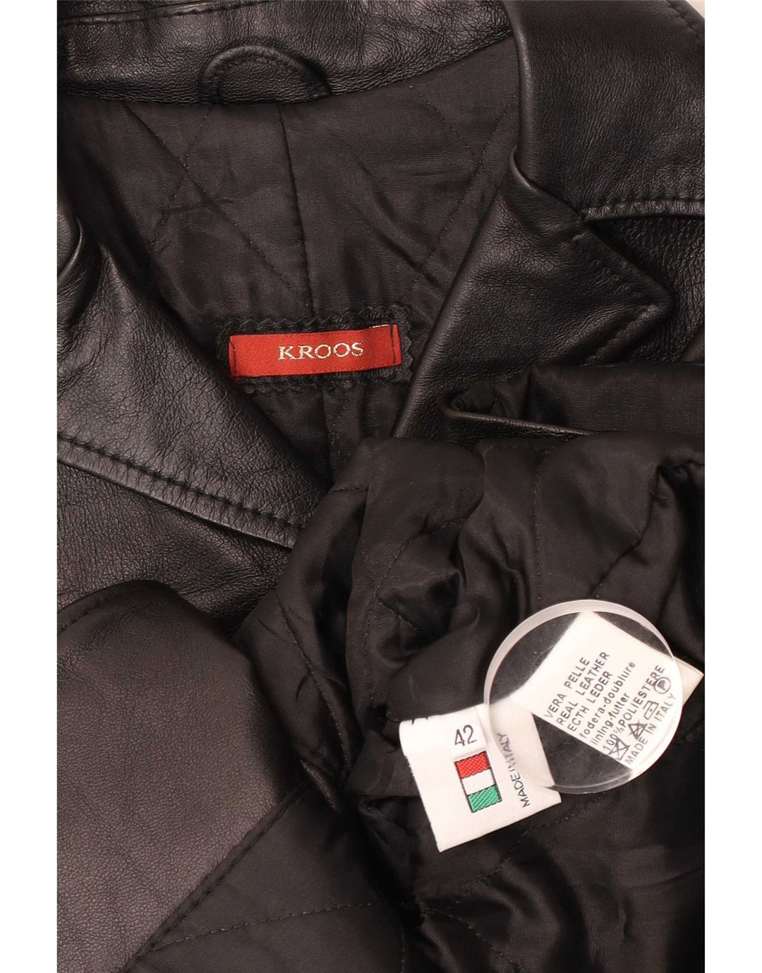 Винтажная женская кожаная куртка IT 42 Medium Black Leather