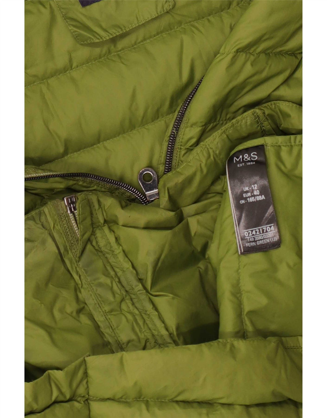 Женская стеганая куртка Marks & Spencer UK 12, полиамид среднего зеленого цвета