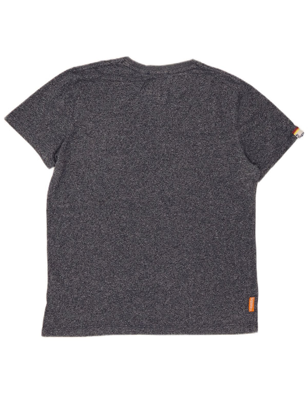 SUPERDRY Мужская футболка из хлопка большого размера темно-синего цвета с крапинками