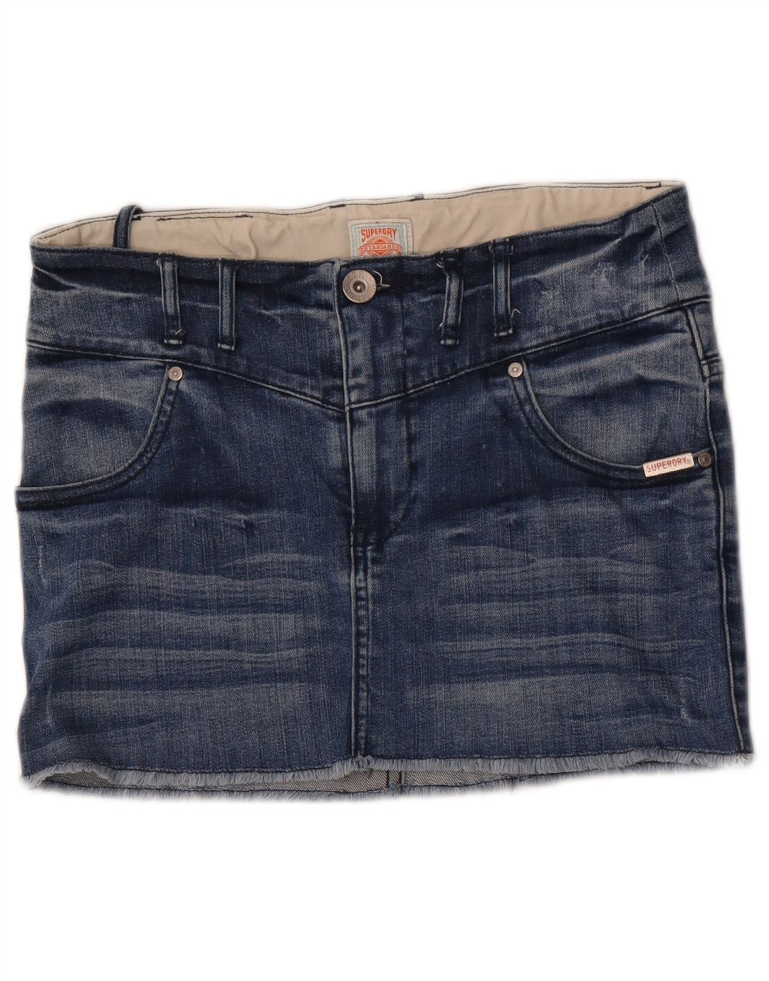 Женская мини-юбка из джинсовой ткани Superdry W28, хлопковая, среднего синего цвета