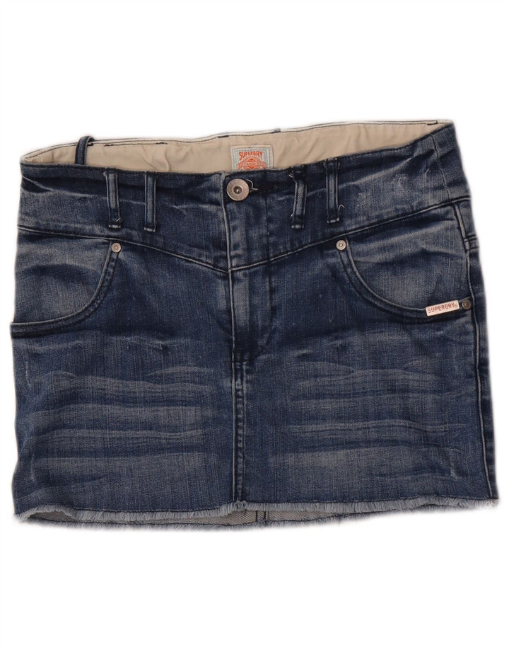 Женская мини-юбка из джинсовой ткани Superdry W28, хлопковая, среднего синего цвета