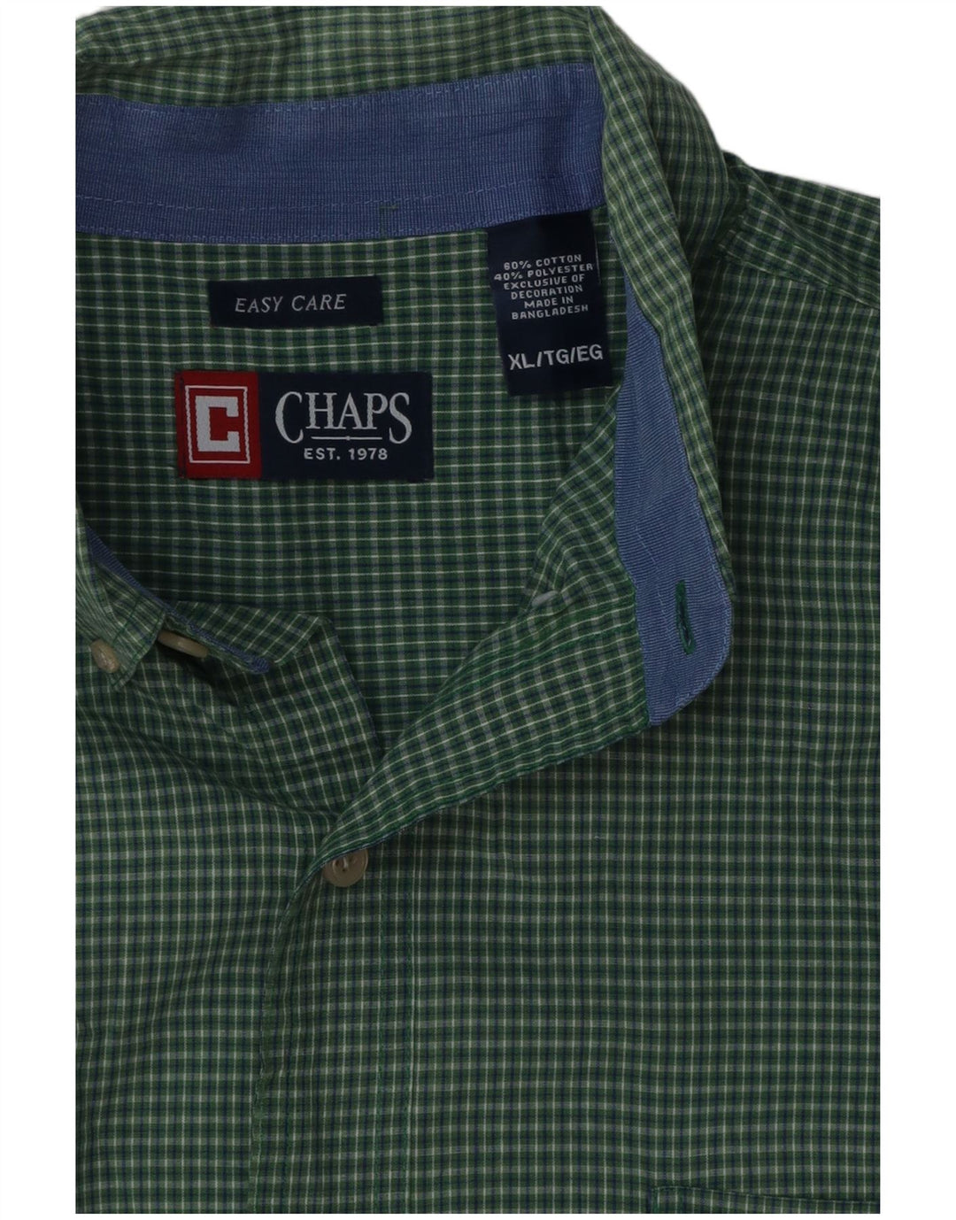 Мужская рубашка Chaps Easy Care XL, зеленая клетка, хлопок