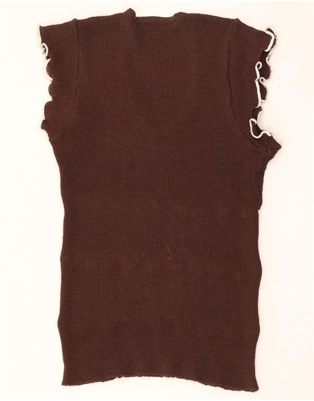 Винтажная женская майка-майка UK 8, маленькая коричневая с цветными блоками