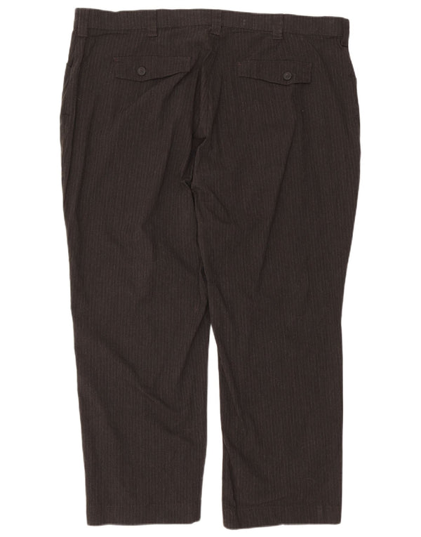 LEE Womens Straight Casual Trousers W44 L30 Grey Pinstripe Cotton