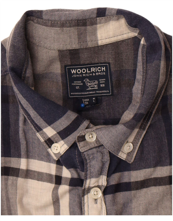 Мужская фланелевая рубашка Woolrich среднего размера, темно-синяя клетка