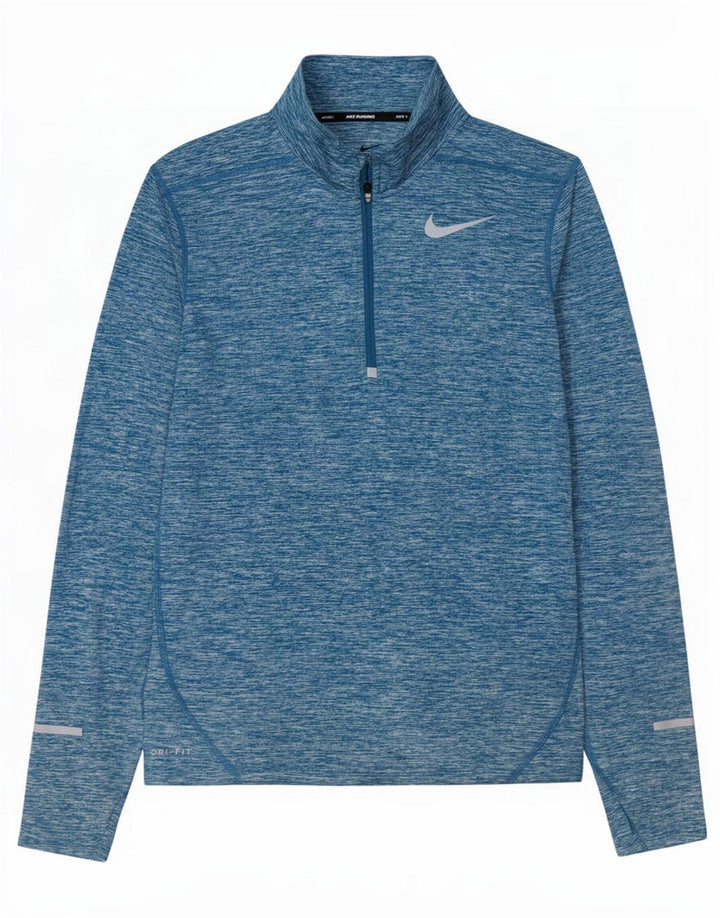 Мужской пуловер с воротником на молнии Nike Dri Fit, маленький синий в крапинку