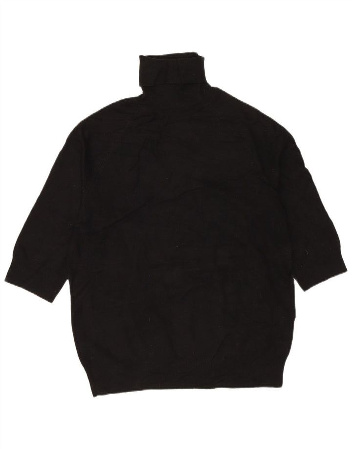 Женский джемпер с высоким воротником ZARA с рукавами 3/4, Великобритания 12, средний черный, вискоза