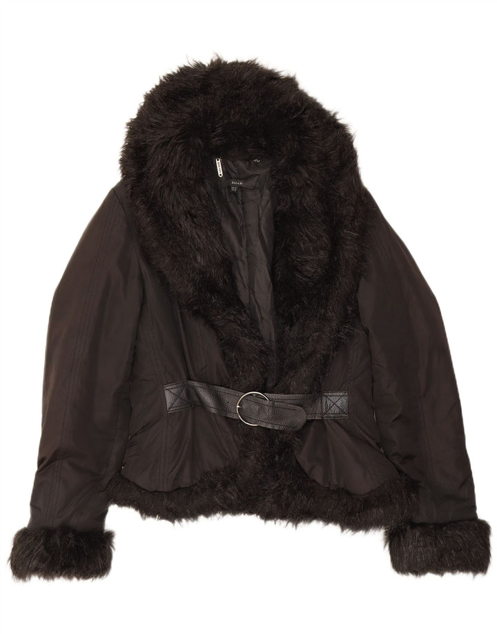 Женская стеганая куртка Zara UK 14, средний черный полиэстер