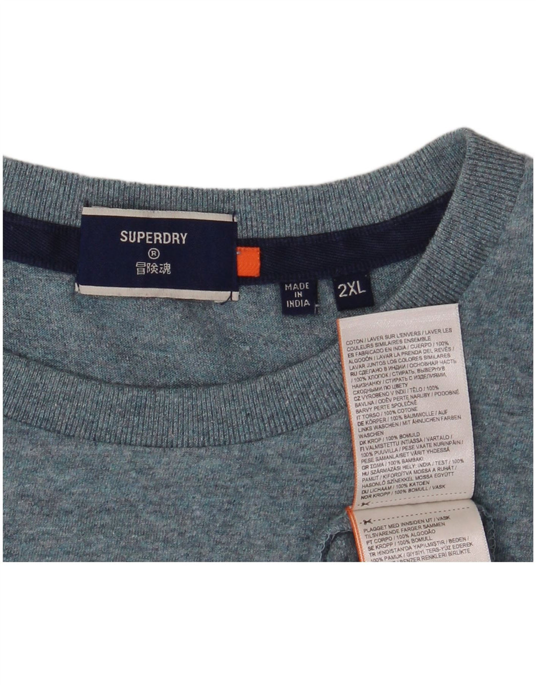 SUPERDRY Мужская футболка Top 2XL Синий Хлопок