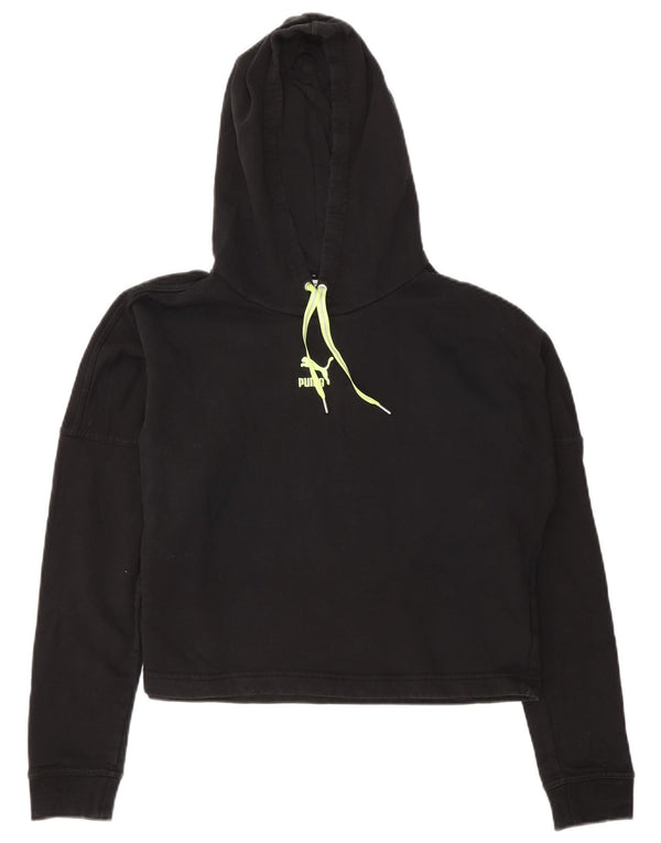 Женский укороченный джемпер с капюшоном Puma UK 16, большой черный хлопок