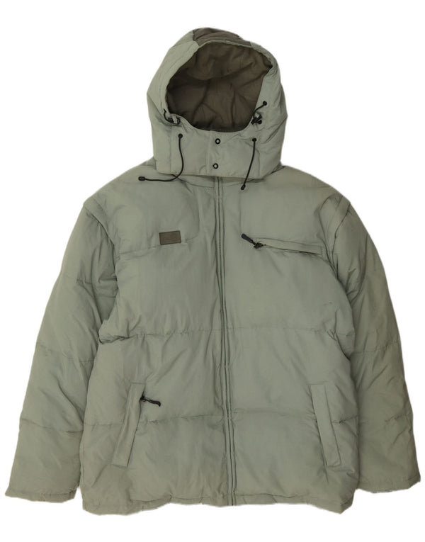 Fila Мужская стеганая куртка с капюшоном UK 44 2XL Зеленый Полиамид с цветными блоками