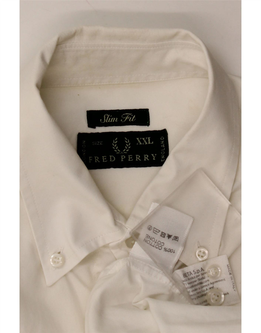 FRED PERRY Мужская рубашка приталенного кроя 2XL, белый хлопок