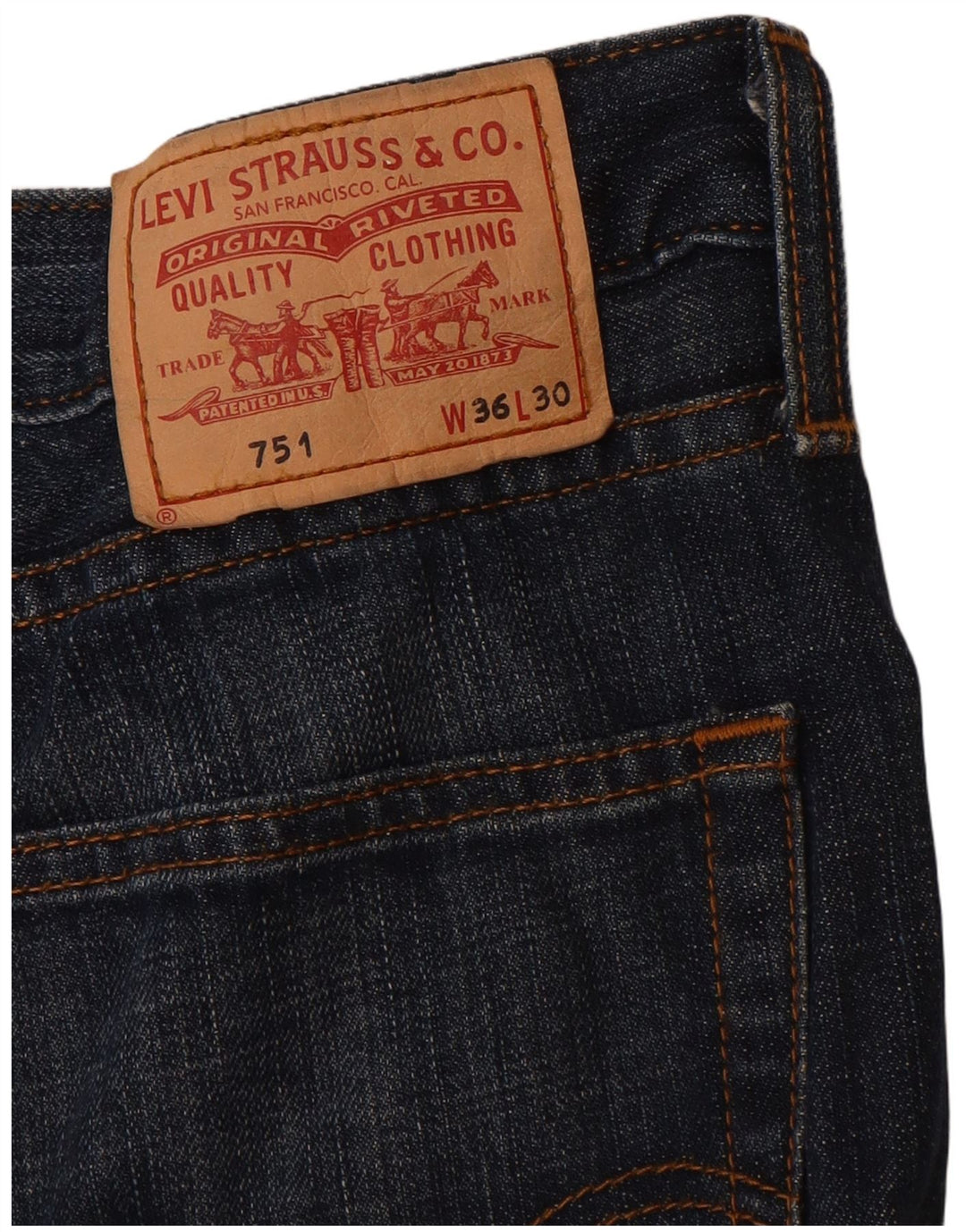 Мужские прямые джинсы LEVI'S 751 W36 L30 темно-синие, хлопок