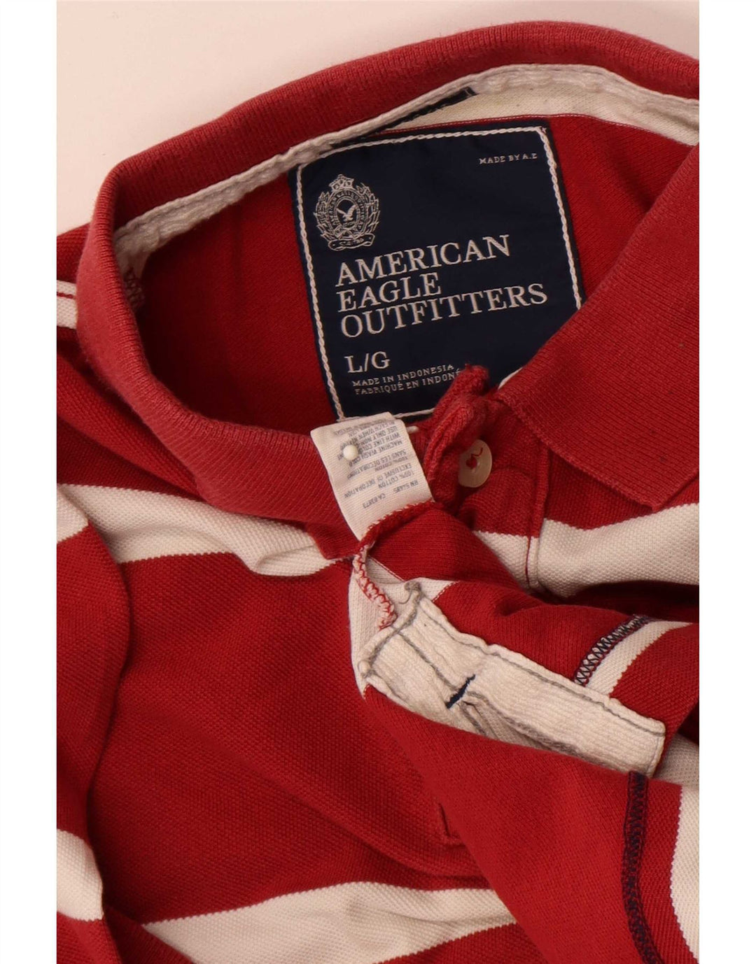Мужская рубашка поло стандартного кроя с коротким рукавом American Eagle, большая красная полоска
