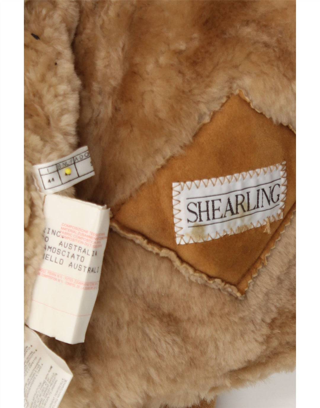 Винтажная женская дубленка свободного кроя IT 44 Medium Beige Shearling