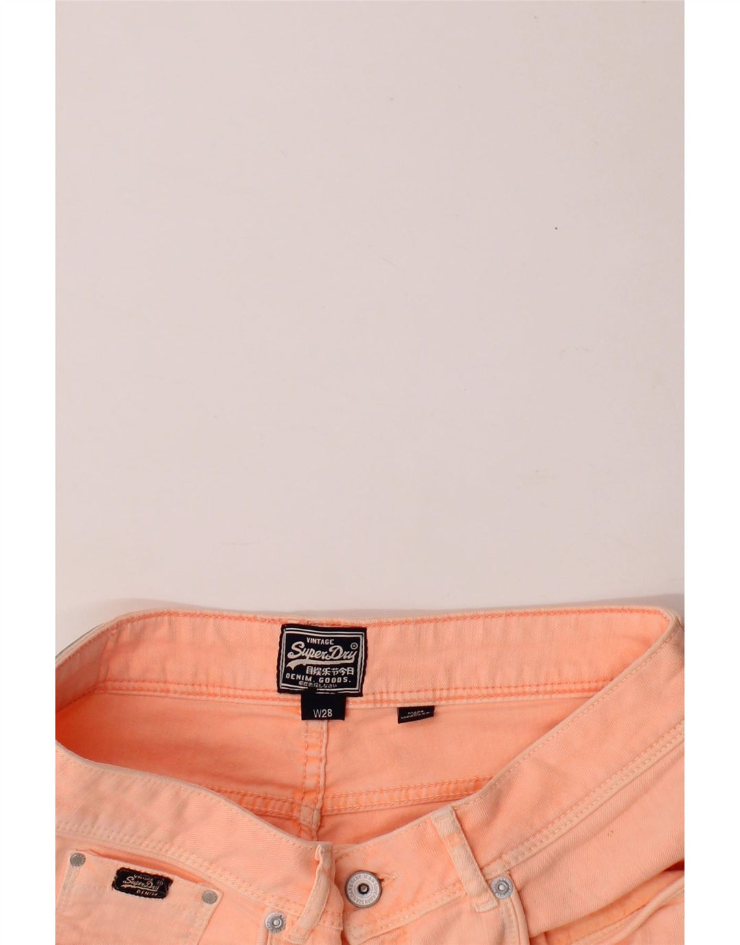 SUPERDRY Womens Graphic Denim Shorts W28 Medium Pink Vintage Superdry and Second-Hand Superdry from Messina Hembry 