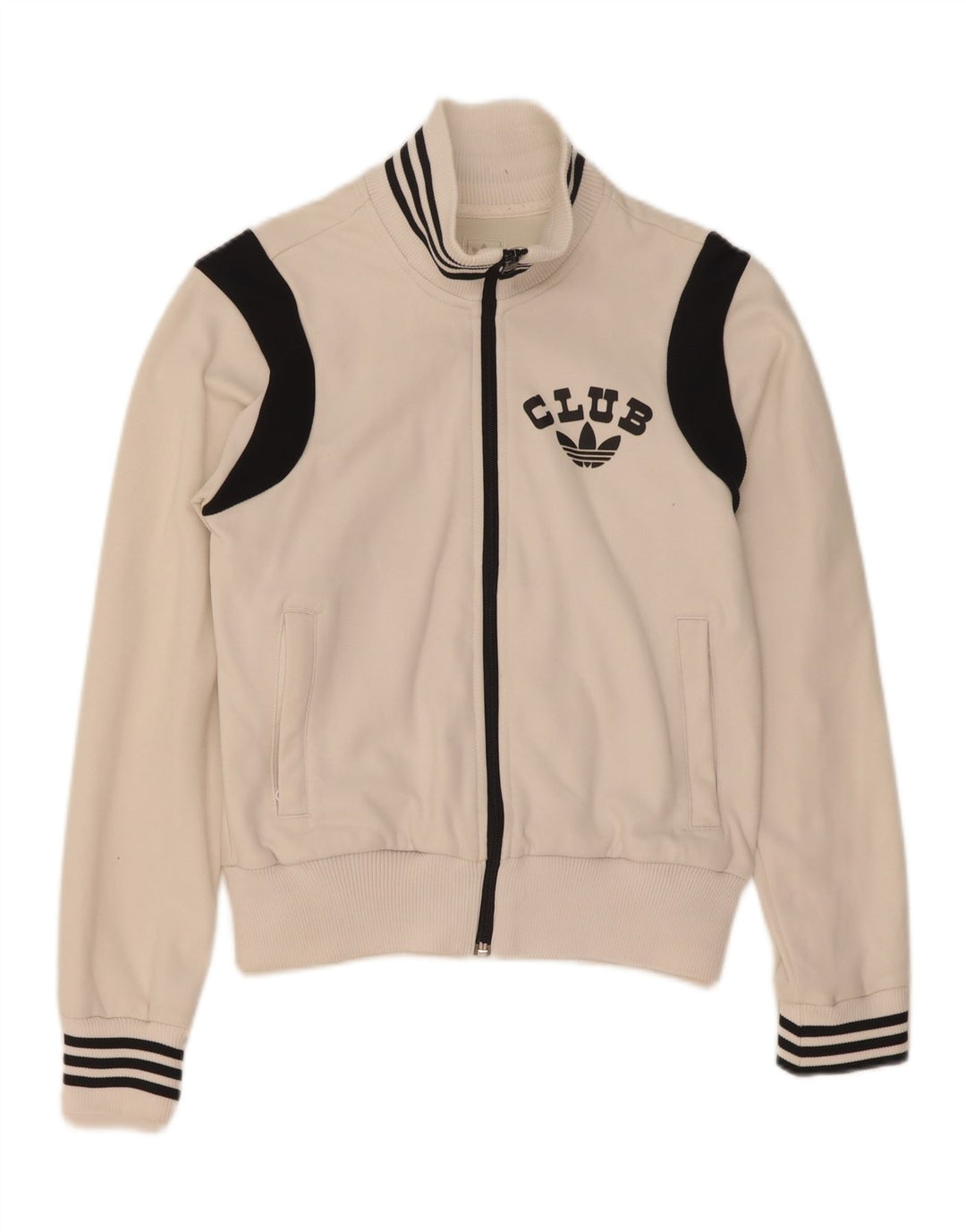 Женский спортивный костюм Adidas с графическим рисунком, верхняя куртка UK 10, маленький белый с цветными блоками