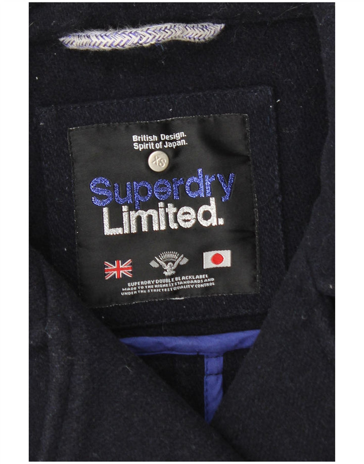 Женское двубортное пальто Superdry UK 6 XS Темно-синее, шерсть