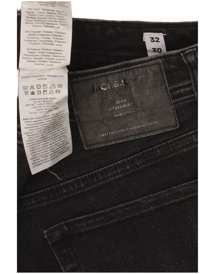 Мужские потертые узкие джинсы Jack & Jones W32 L30, черный хлопок