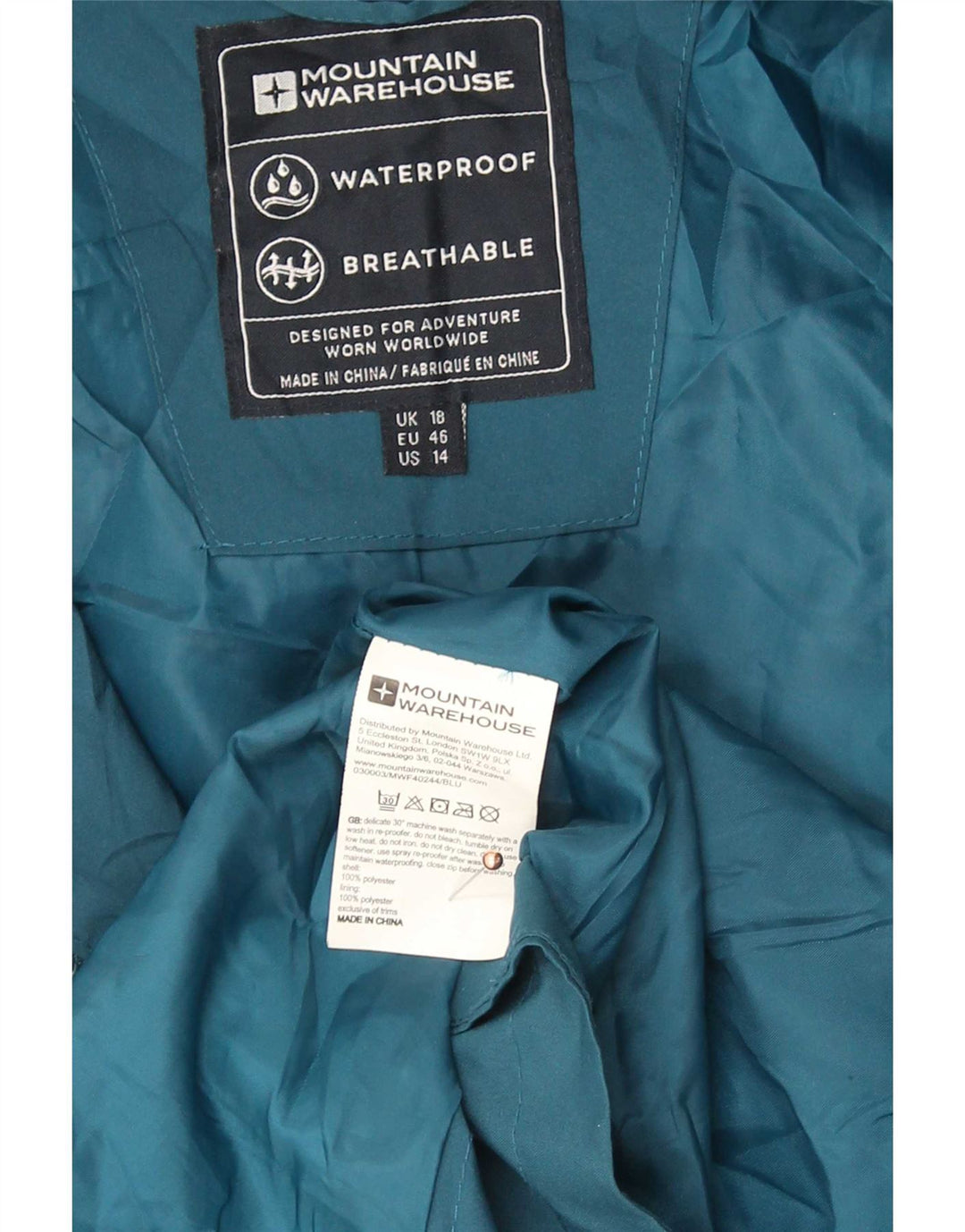 Женская оверсайз-парка Mountain Warehouse с капюшоном, Великобритания, 18 XL, синяя