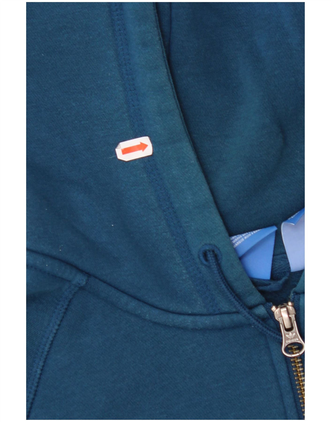 Женский свитер с капюшоном и молнией с графическим рисунком ADIDAS UK 10, маленький синий хлопок