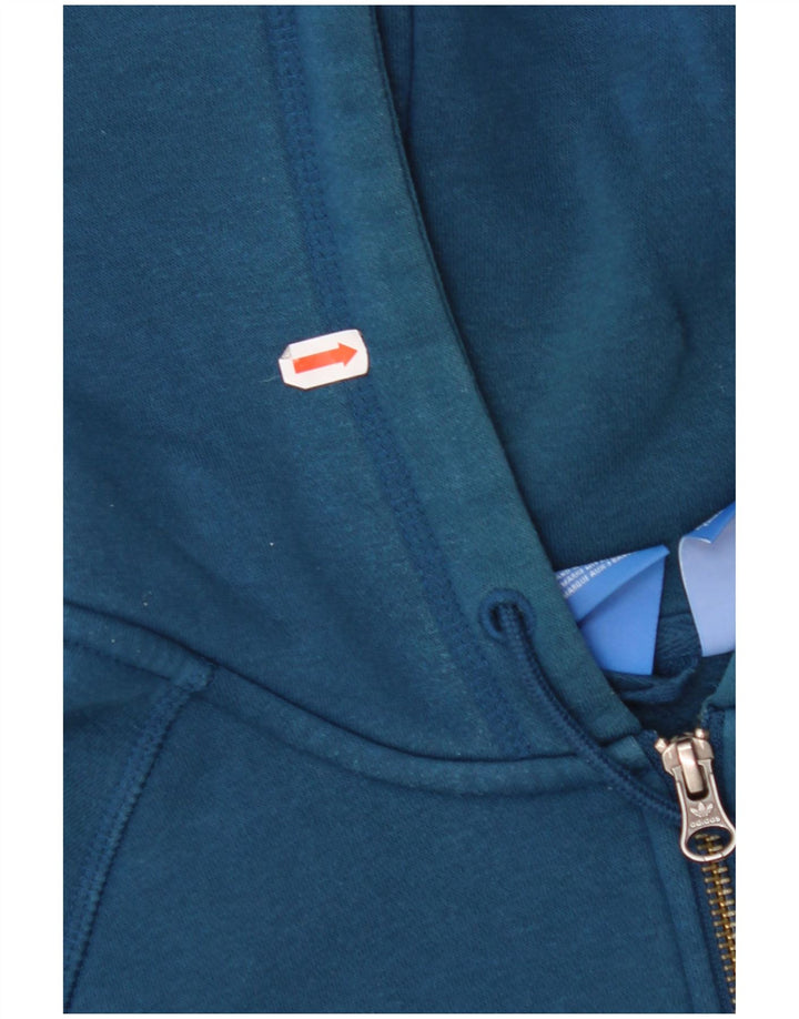 Женский свитер с капюшоном и молнией с графическим рисунком ADIDAS UK 10, маленький синий хлопок