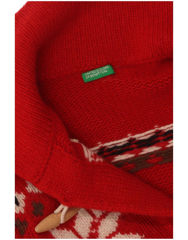 Женский укороченный кардиган BENETTON UK 10, маленький красный Fair Isle