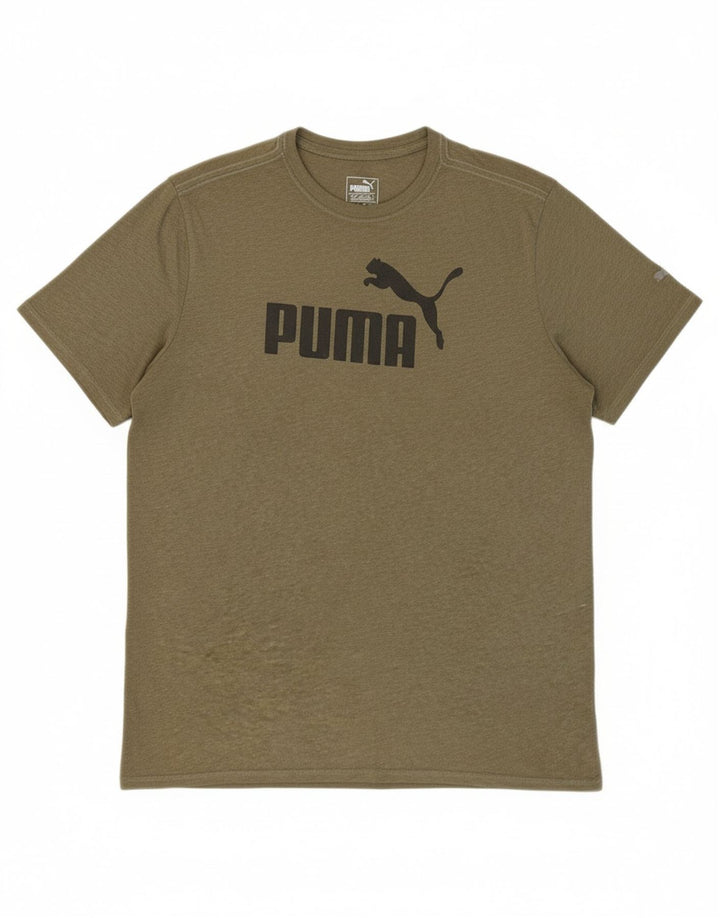 PUMA Mens Graphic T-Shirt Top Large Khaki Vintage Puma and Second-Hand Puma from Messina Hembry 