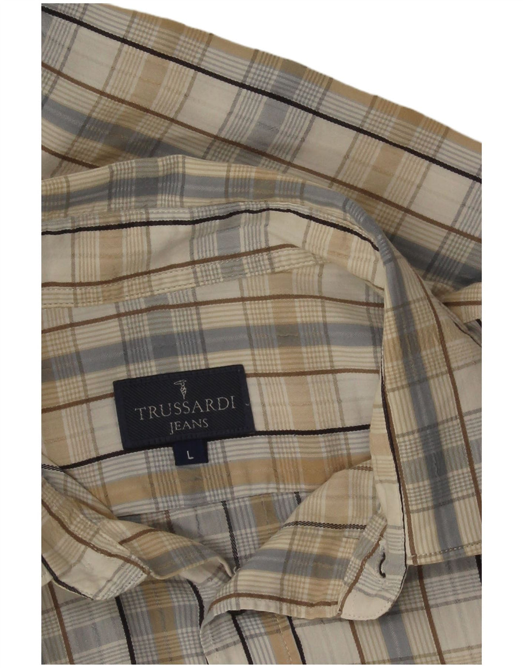 Мужская рубашка Trussardi Jeans, большая бежевая клетка