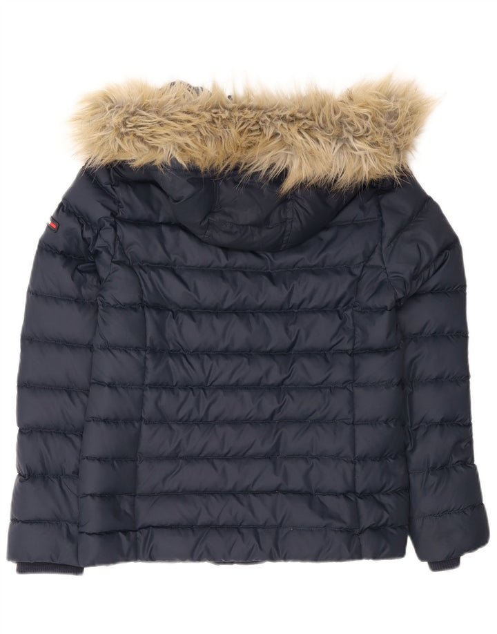 Женская стеганая куртка с капюшоном Tommy Hilfiger UK 12, средний темно-синий полиэстер