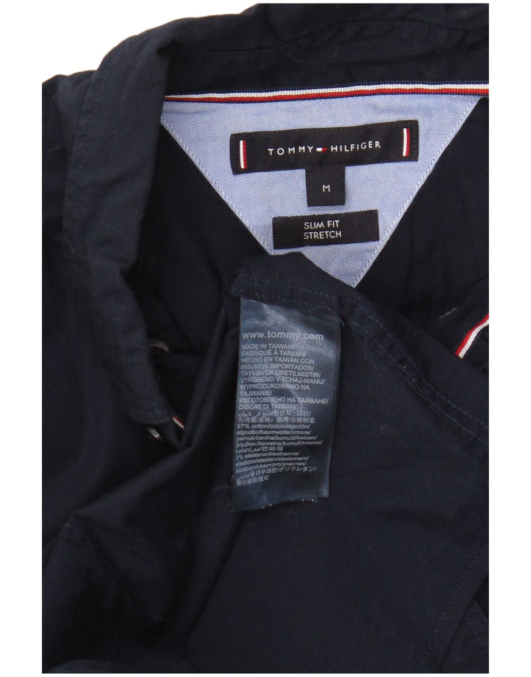 Tommy Hilfiger Мужская рубашка приталенного кроя, средний темно-синий хлопок