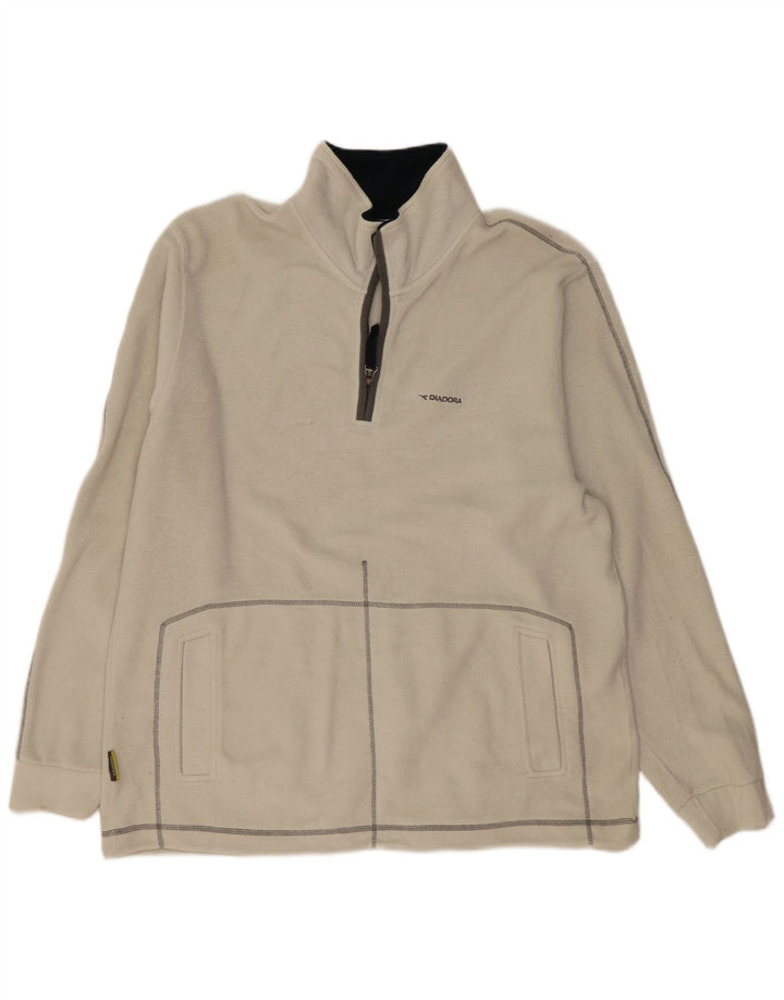 Мужской флисовый джемпер Diadora с воротником на молнии 2XL, белый полиэстер