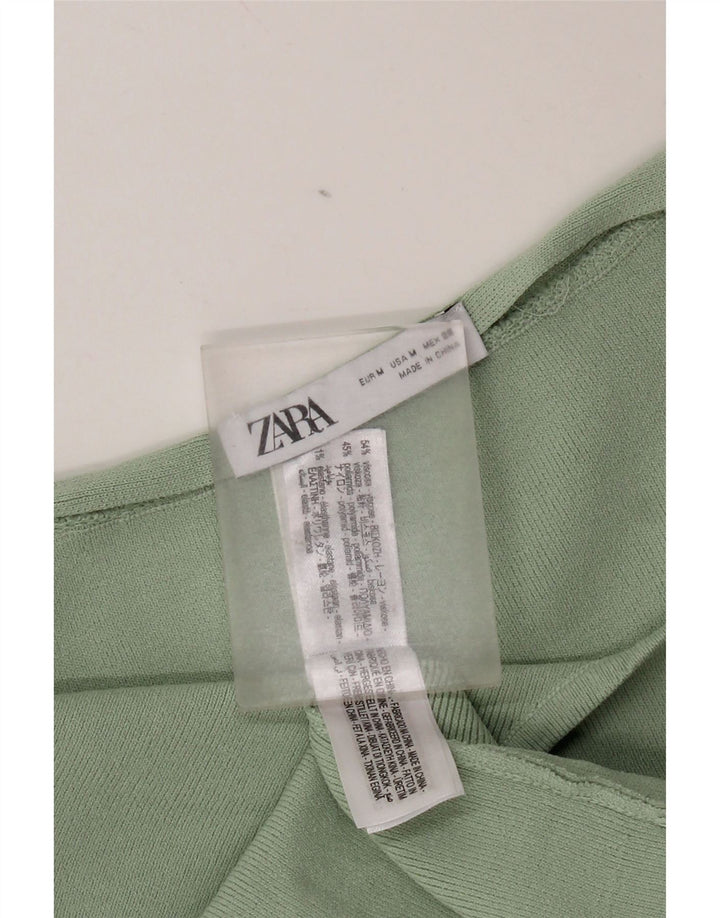 Женское платье без бретелек Zara UK 12, средний зеленый цвет, вискоза
