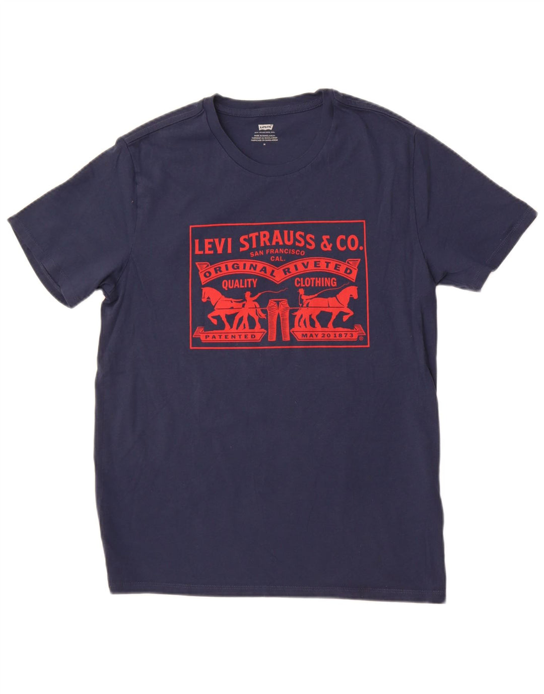 Мужская футболка с рисунком Levi's, топ среднего размера, темно-синий, хлопок
