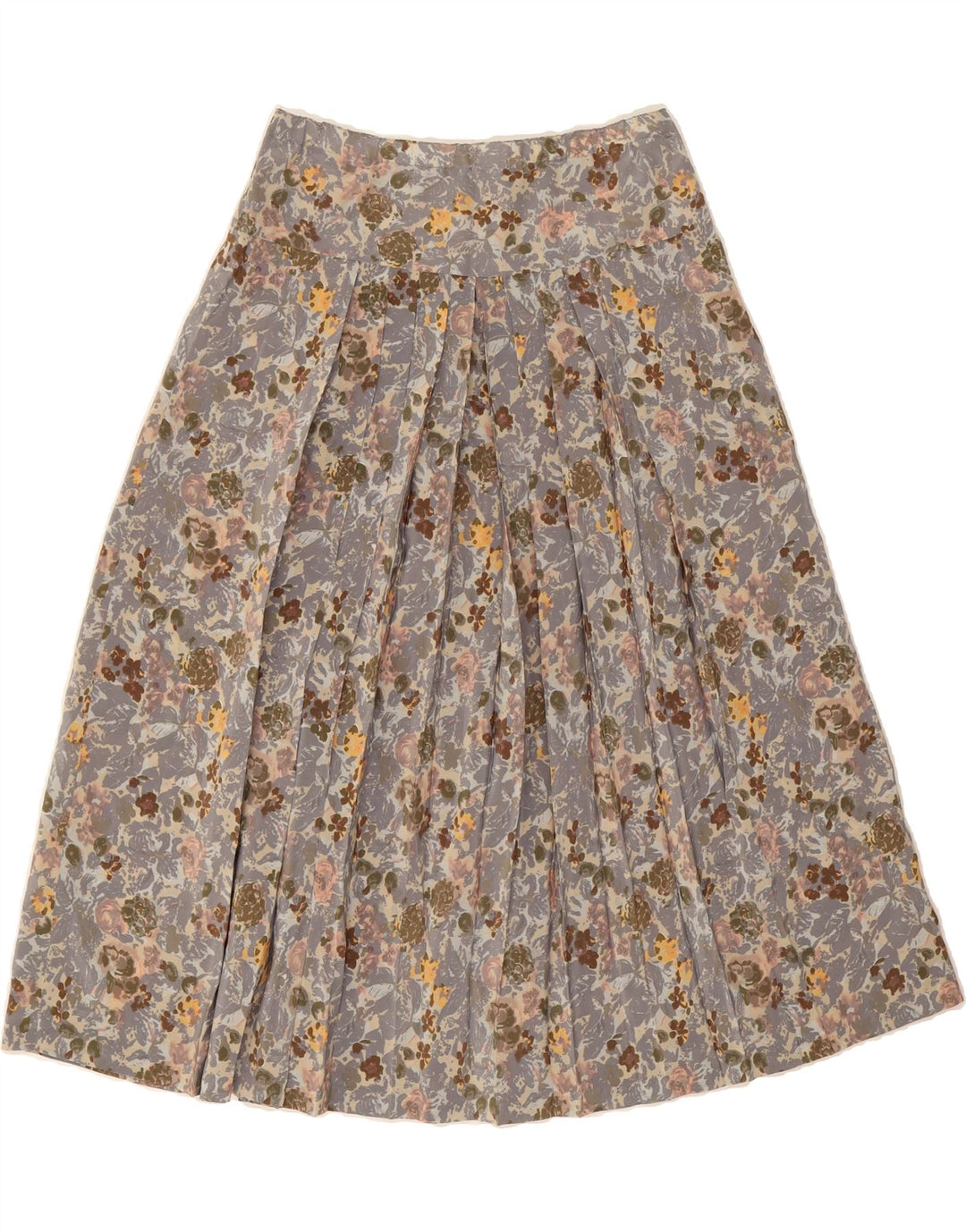 VINTAGE Womens Pleated Skirt W28 Medium  Grey Floral Vintage Vintage and Second-Hand Vintage from Messina Hembry 