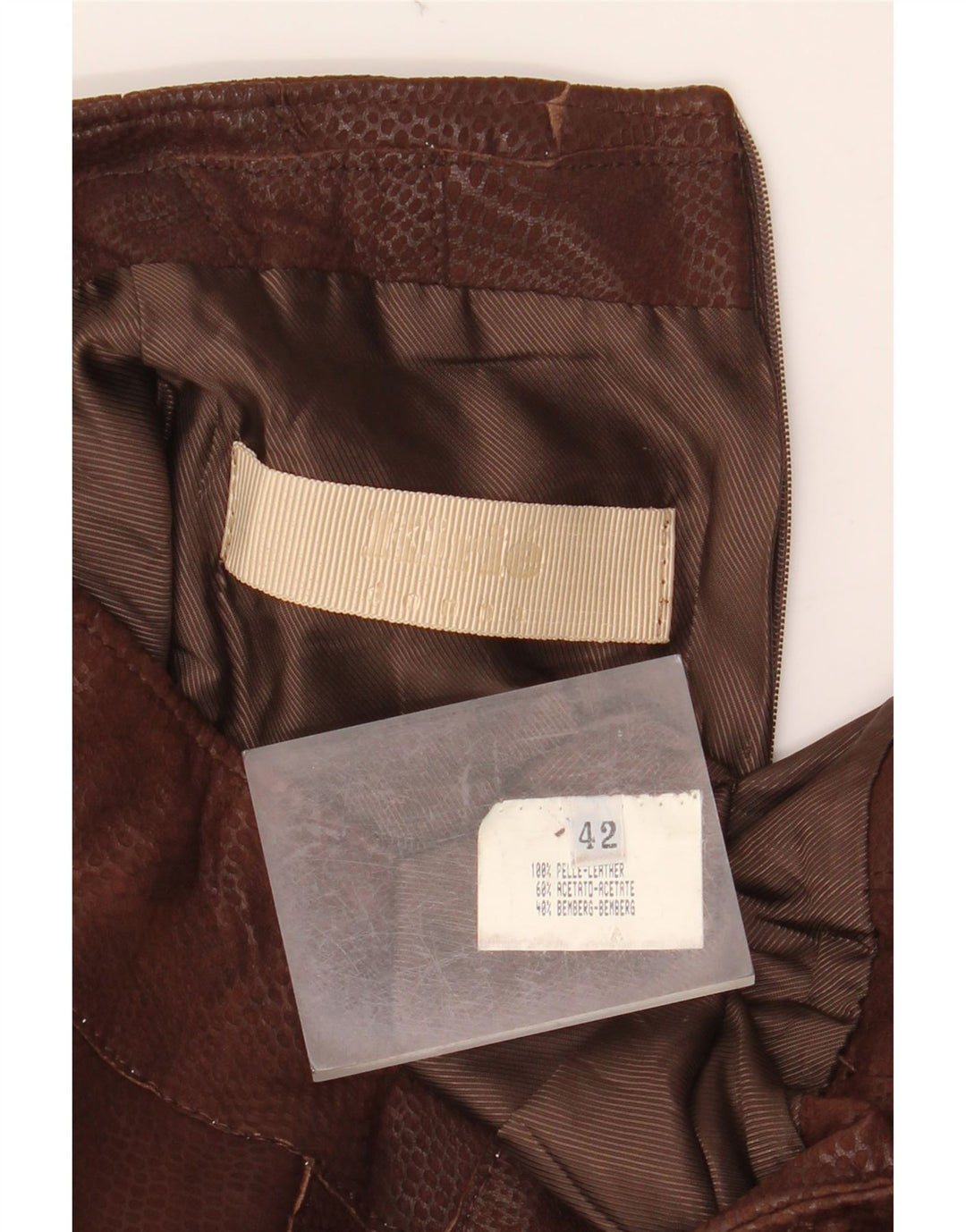 ВИНТАЖНАЯ Женская кожаная юбка IT 42 Medium W30 Коричневая кожаная с животным принтом