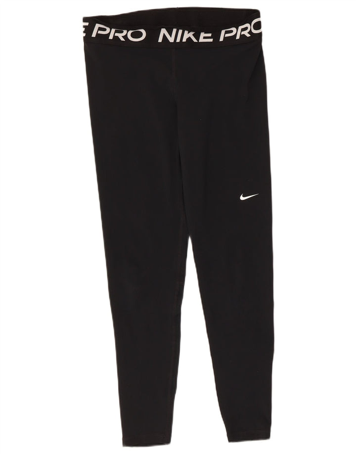 Женские леггинсы с рисунком Nike Dri Fit, большой размер, черный полиэстер