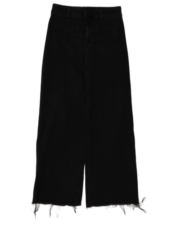 ZARA Girls Wide Leg Jeans 13-14 Years W25 L26 Black