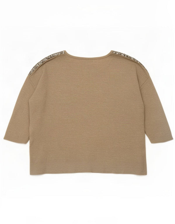 Женский топ с пайетками Marks & Spencer, рукав 3/4, Великобритания, 18 XL, золотистый, вискоза